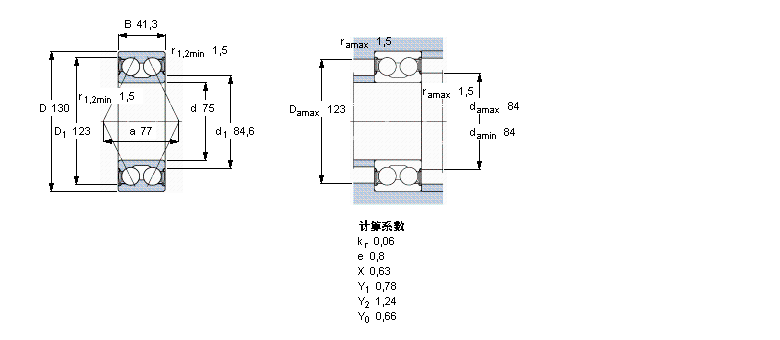 SKF 角接觸球軸承, 雙列, 兩面密封件5215A-2RS1樣本圖片