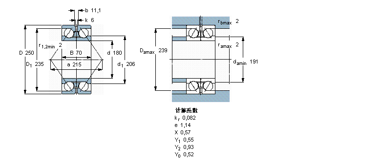 SKF 角接觸球軸承, 雙列, 無密封件, 兩部份內(nèi)圈305288DA樣本圖片
