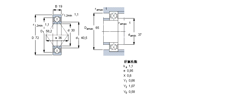SKF 角接觸球軸承, 四點接觸球軸承QJ306MA樣本圖片