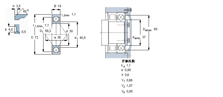 SKF 角接觸球軸承, 四點接觸球軸承QJ306N2PHAS樣本圖片
