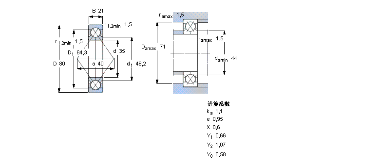 SKF 角接觸球軸承, 四點接觸球軸承QJ307MA樣本圖片