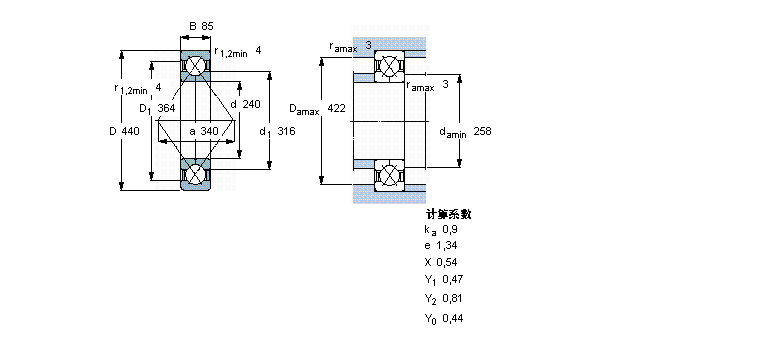 SKF 角接觸球軸承, 四點接觸球軸承QJ1248MA/344524樣本圖片