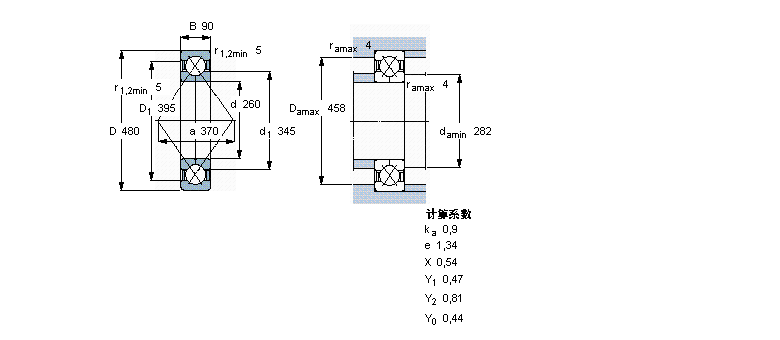 SKF 角接觸球軸承, 四點接觸球軸承QJ1252MA樣本圖片