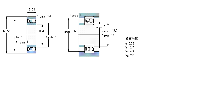 SKF 自調心球軸承, 圓柱孔和圓錐孔, 圓柱型內孔, 兩面密封件2207E-2RS1TN9樣本圖片