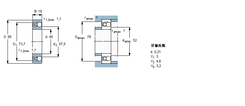 SKF 自調(diào)心球軸承, 圓柱孔和圓錐孔, 圓柱型內(nèi)孔, 無密封件1209ETN9樣本圖片