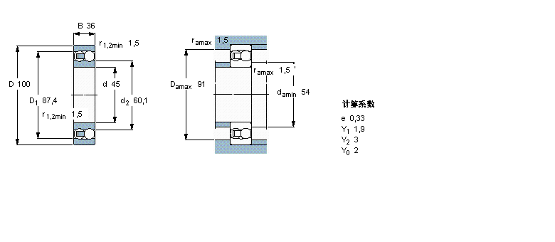 SKF 自調(diào)心球軸承, 圓柱孔和圓錐孔, 圓柱型內(nèi)孔, 無密封件2309ETN9樣本圖片