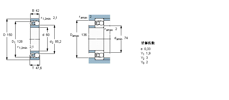 SKF 自調心球軸承, 圓柱孔和圓錐孔, 圓柱型內孔, 無密封件1412M樣本圖片