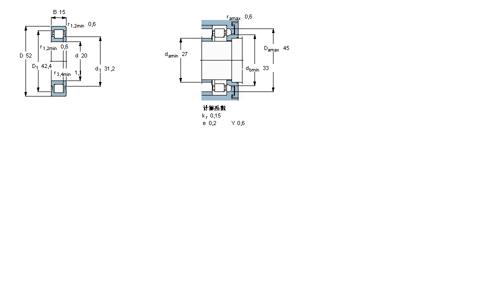 SKF 圓柱滾子軸承, 單列, NUP 設計NUP304ECP樣本圖片