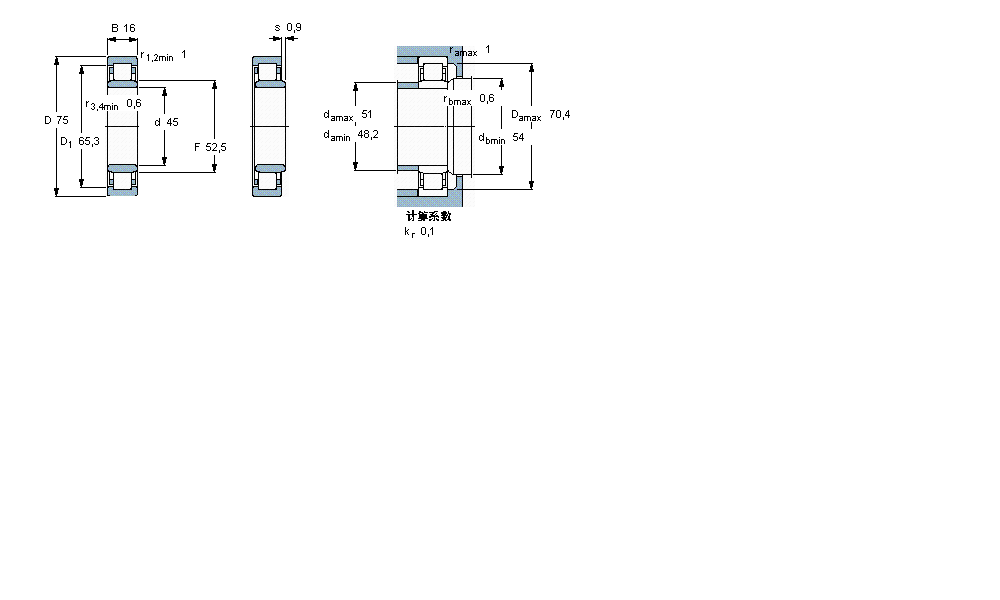 SKF 圓柱滾子軸承, 單列, NU 設(shè)計(jì)NU1009ECP樣本圖片