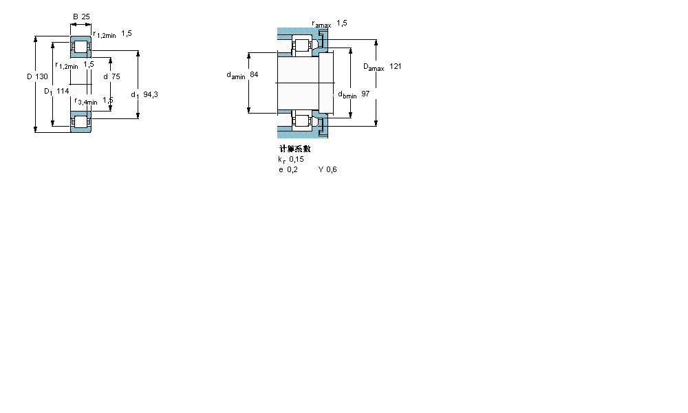 SKF 圓柱滾子軸承, 單列, NUP 設(shè)計(jì)NUP215ECP樣本圖片