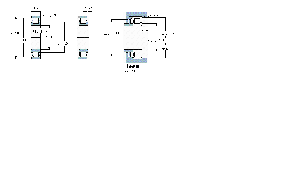 SKF 圓柱滾子軸承, 單列, N 設計N318ECM樣本圖片