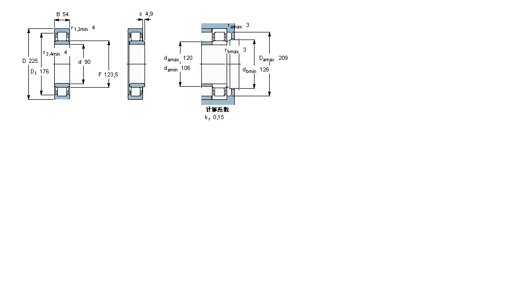 SKF 圓柱滾子軸承, 單列, NU 設(shè)計(jì)NU418M樣本圖片