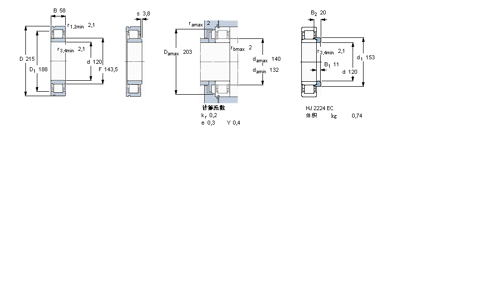SKF 圓柱滾子軸承, 單列, NU 設(shè)計, 于外圈的帶止動槽NU2224ECNML樣本圖片