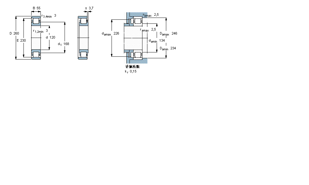 SKF 圓柱滾子軸承, 單列, N 設(shè)計(jì)N324ECM樣本圖片