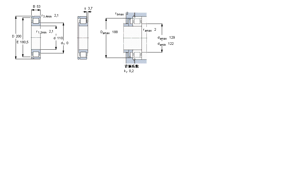 SKF 圓柱滾子軸承, 單列, NU 設(shè)計, 于外圈的帶止動槽NU2222ECNML樣本圖片