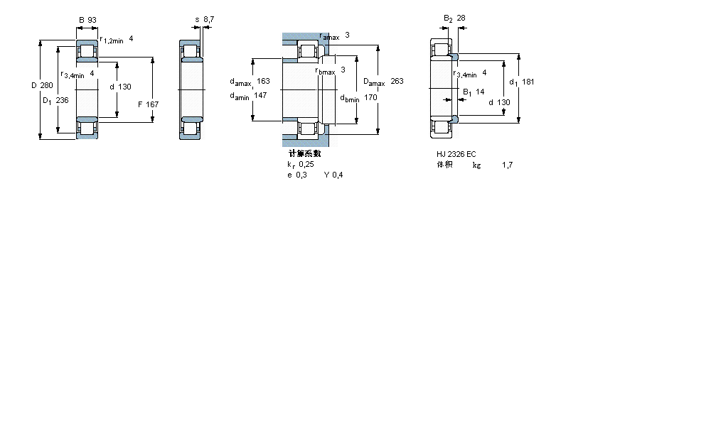 SKF 圓柱滾子軸承, 單列, NU 設(shè)計(jì)NU2326ECMA樣本圖片