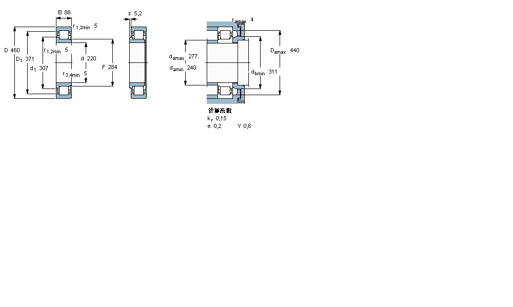 SKF 圓柱滾子軸承, 單列, NJ 設(shè)計NJ344M樣本圖片