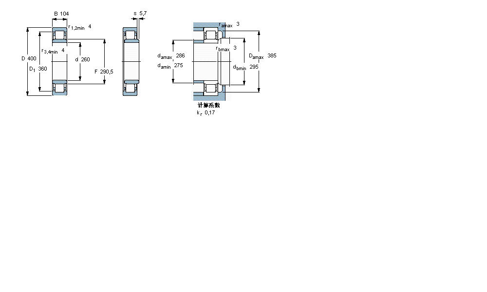 SKF 圓柱滾子軸承, 單列, NU 設(shè)計(jì)NU3052ECMA樣本圖片