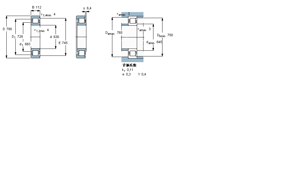 SKF 圓柱滾子軸承, 單列, NF 設計NF38/630MB樣本圖片