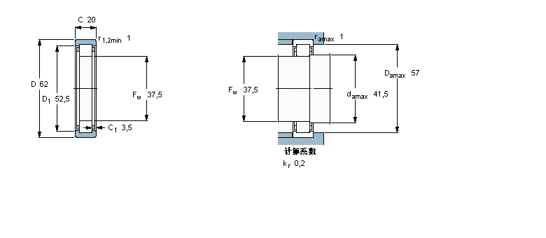 SKF 圓柱滾子軸承, 單列, 無內圈RNU2206ECP樣本圖片