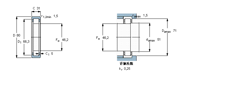 SKF 圓柱滾子軸承, 單列, 無內(nèi)圈RNU2307ECP樣本圖片