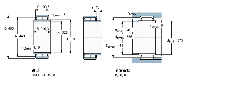 SKF 圓柱滾子軸承, 雙列, NNUB.2BC2-8014樣本圖片