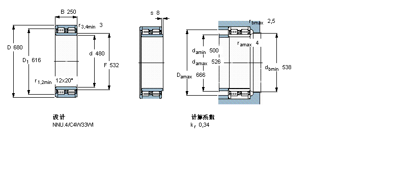 SKF 圓柱滾子軸承, 雙列, NNU.4316848A樣本圖片