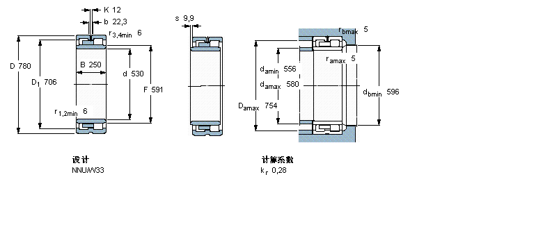 SKF 圓柱滾子軸承, 雙列, NNUNNU40/530M/W33樣本圖片