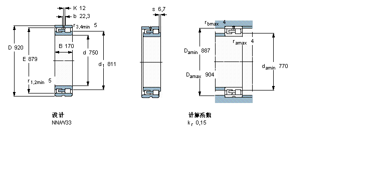 SKF 圓柱滾子軸承, 雙列, NNNN48/750/HB1W33樣本圖片