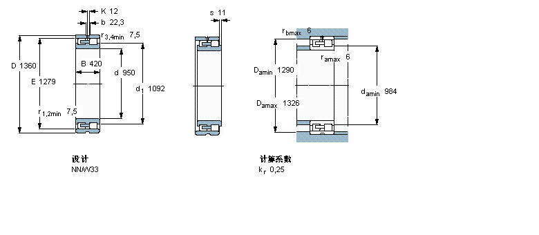 SKF 圓柱滾子軸承, 雙列, NNBC2-8022/HA1樣本圖片