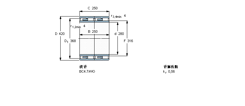 SKF 圓柱滾子軸承, 四列, BC4.7NNUD6056MAS樣本圖片