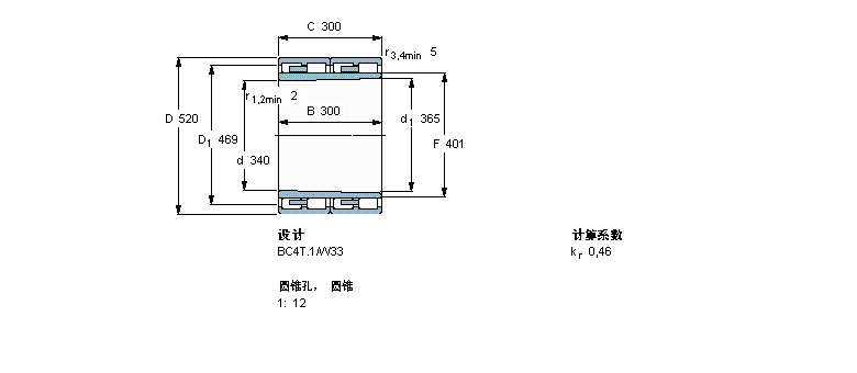 SKF 圓柱滾子軸承, 四列, BC4T.1, 圓錐型內(nèi)孔315767K樣本圖片