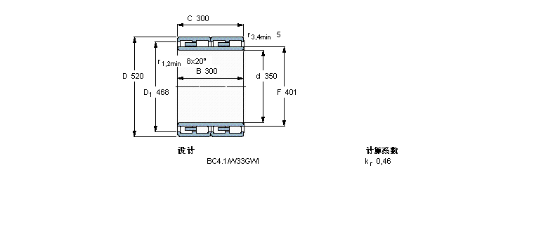 SKF 圓柱滾子軸承, 四列, BC4.1BC4B326909/HA3樣本圖片