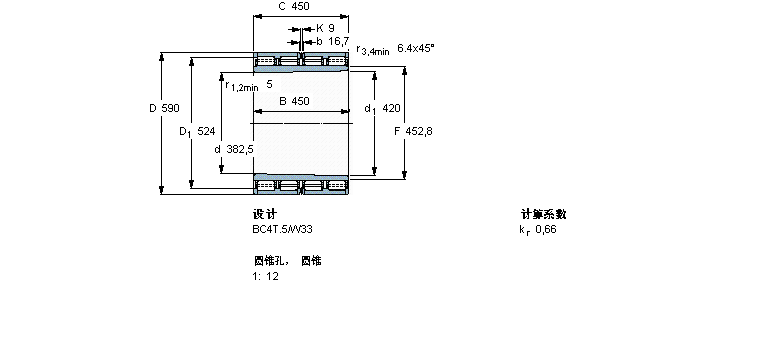 SKF 圓柱滾子軸承, 四列, BC4T.5, 圓錐型內(nèi)孔319352樣本圖片