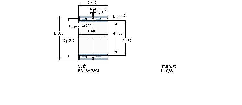 SKF 圓柱滾子軸承, 四列, BC4.8313513樣本圖片