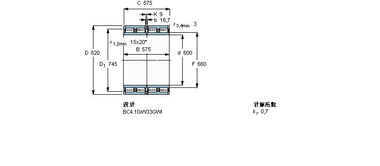 SKF 圓柱滾子軸承, 四列, BC4.10315175C樣本圖片