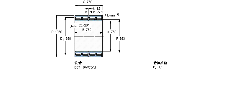 SKF 圓柱滾子軸承, 四列, BC4.10BC4-8015/HB1樣本圖片