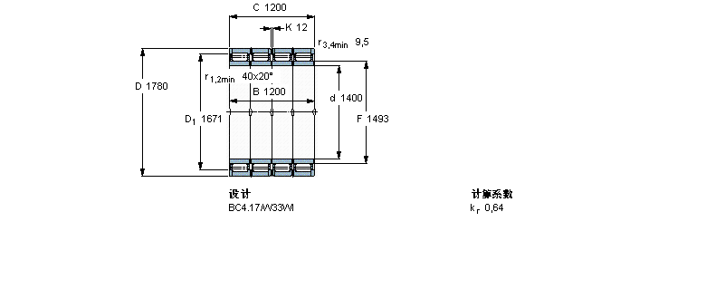 SKF 圓柱滾子軸承, 四列, BC4.14BC4-8042/HA4樣本圖片