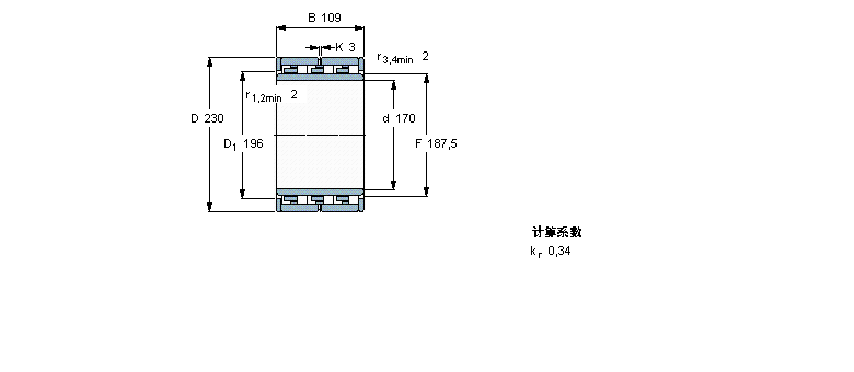 SKF 圓柱滾子軸承, 六列NNU6934M樣本圖片