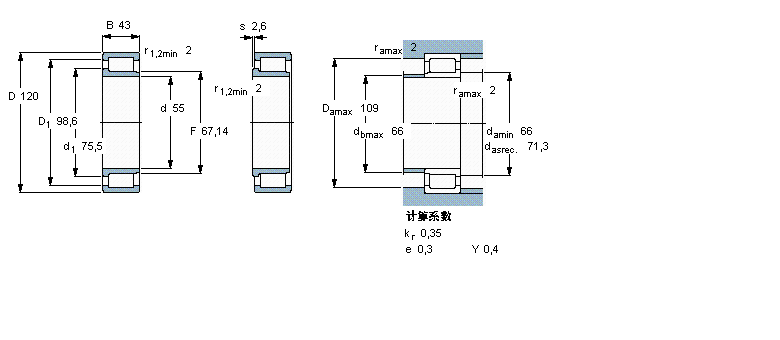 SKF 圓柱滾子軸承, 單列滿裝滾子, NJG 設(shè)計(jì)NJG2311VH樣本圖片