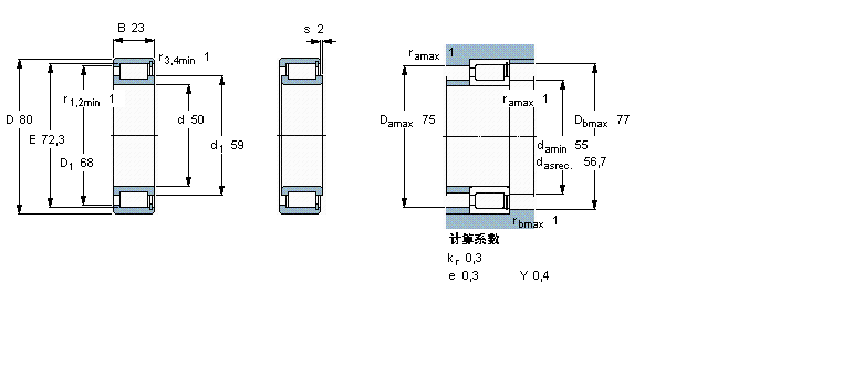 SKF 圓柱滾子軸承, 單列滿裝滾子, NCF 設(shè)計NCF3010CV樣本圖片