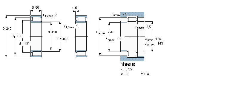 SKF 圓柱滾子軸承, 單列滿裝滾子, NJG 設(shè)計(jì)NJG2322VH樣本圖片