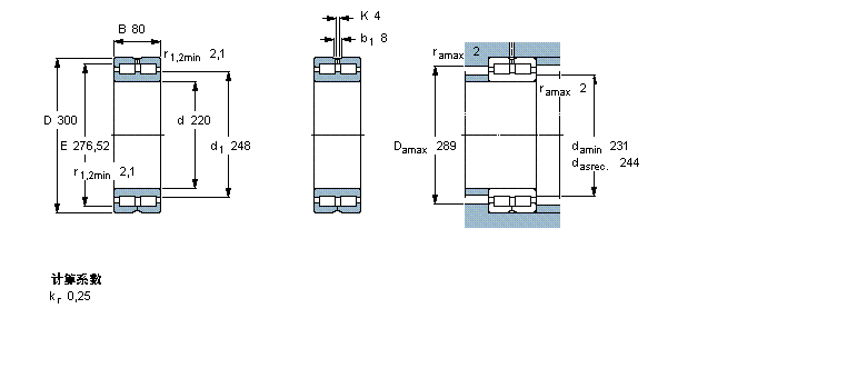 SKF 圓柱滾子軸承, 雙列滿裝滾子, 無密封件, 雙方向軸向負荷的擋邊NNC4944CV樣本圖片