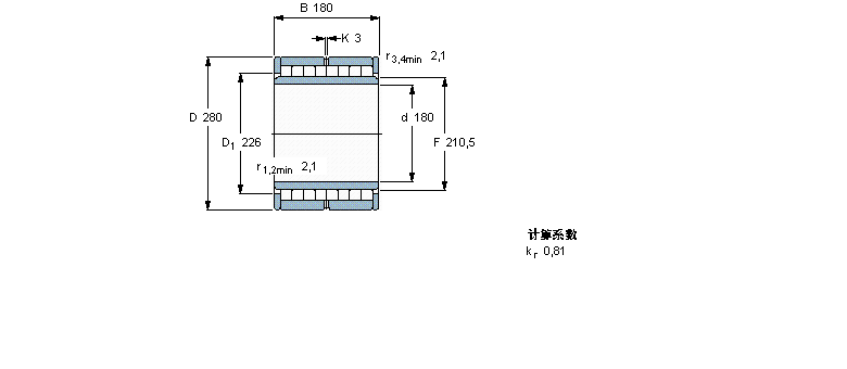 SKF 圓柱滾子軸承, 多列滿裝滾子NNU6036V樣本圖片