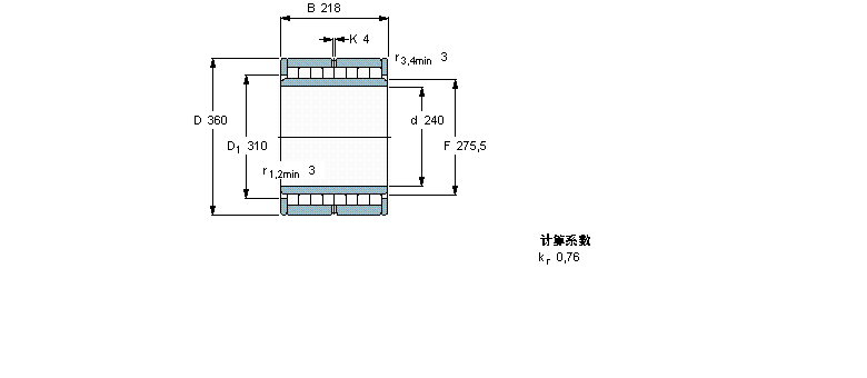 SKF 圓柱滾子軸承, 多列滿裝滾子NNU6048V樣本圖片