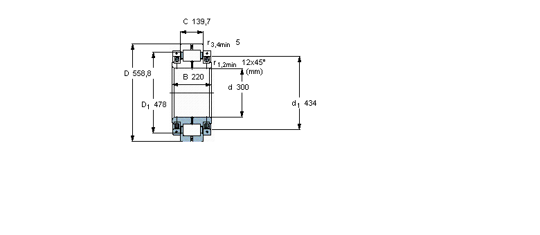 SKF 圓柱滾子軸承, 剖分式單列316733DC樣本圖片