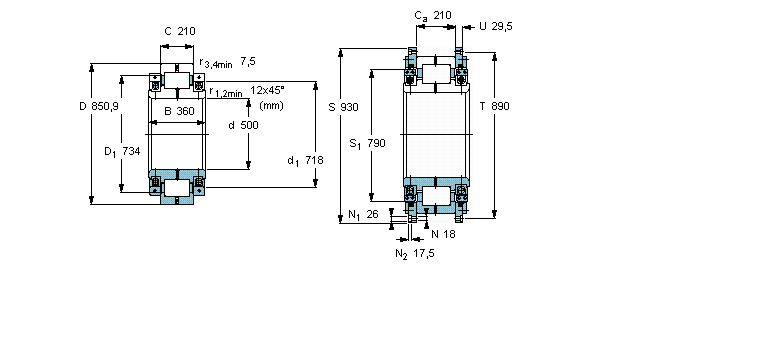 SKF 圓柱滾子軸承, 剖分式單列316353DA樣本圖片