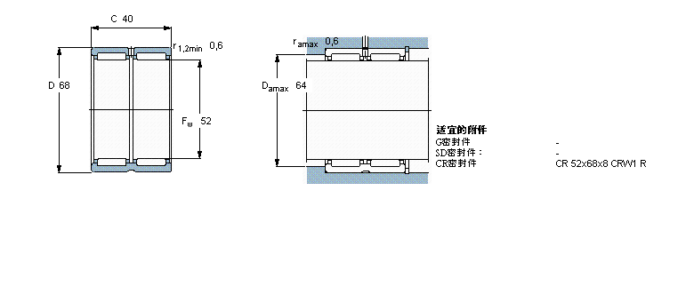 SKF 滾針軸承, 帶法蘭，無內(nèi)圈, 無密封件RNA6909樣本圖片