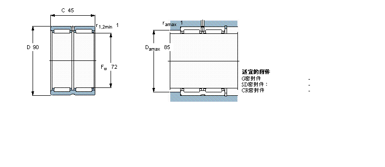 SKF 滾針軸承, 帶法蘭，無內(nèi)圈, 無密封件RNA6913樣本圖片