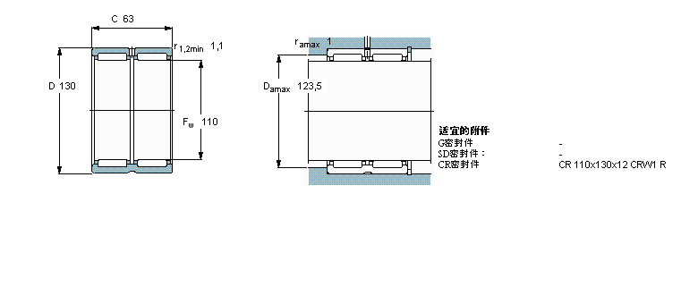 SKF 滾針軸承, 帶法蘭，無(wú)內(nèi)圈, 無(wú)密封件RNA6919樣本圖片